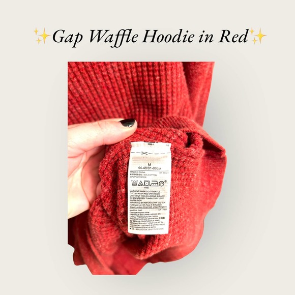 ✨Gap for Good Men’s Waffle Hoodie‎ in Red. Size Medium✨ - Picture 3 of 7